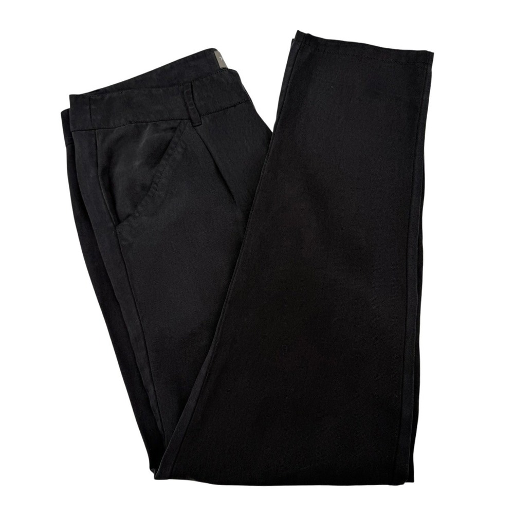 Michael Stars Women Size Large Straight Leg Pant Lyocell Pleated Black Trouser - Picture 2 of 7